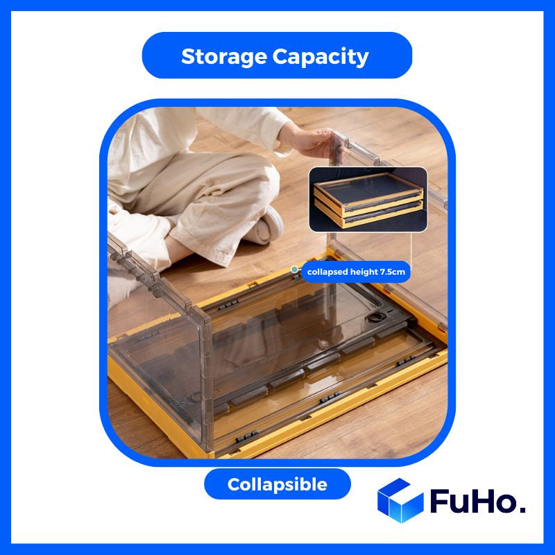 🇸🇬READY STOCK🇸🇬 FuHo Transparent Storage Box | Stackable Box | Collapsible Box |  Collapsible Cabinet | (HL0056)