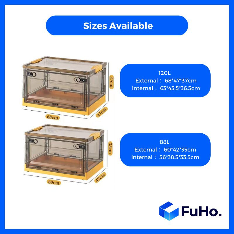 🇸🇬READY STOCK🇸🇬 FuHo Transparent Storage Box | Stackable Box | Collapsible Box |  Collapsible Cabinet | (HL0056)