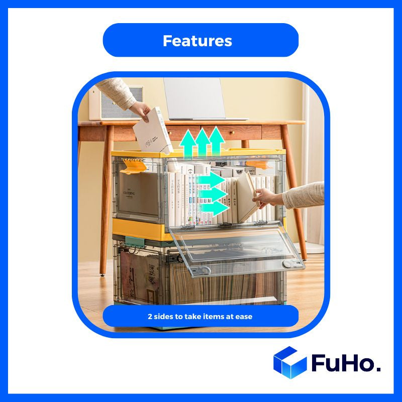 🇸🇬READY STOCK🇸🇬 FuHo Transparent Storage Box | Stackable Box | Collapsible Box |  Collapsible Cabinet | (HL0056)