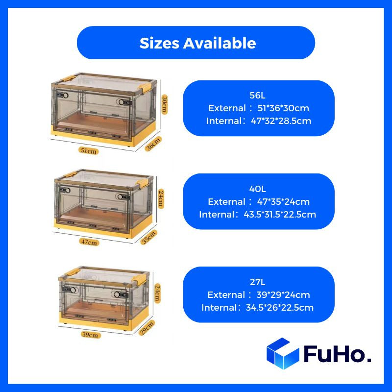 🇸🇬READY STOCK🇸🇬 FuHo Transparent Storage Box | Stackable Box | Collapsible Box |  Collapsible Cabinet | (HL0056)