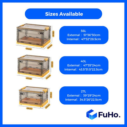 🇸🇬READY STOCK🇸🇬 FuHo Transparent Storage Box | Stackable Box | Collapsible Box |  Collapsible Cabinet | (HL0056)