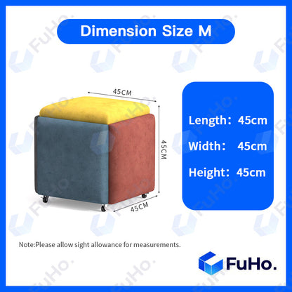 🇸🇬READY STOCK🇸🇬 FuHo 5 in 1 Sofa Stool | Rubic Stools | Storage Stool | Stool | Chair | Multifunctional Chair  (HL0124)