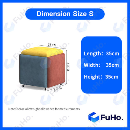 🇸🇬READY STOCK🇸🇬 FuHo 5 in 1 Sofa Stool | Rubic Stools | Storage Stool | Stool | Chair | Multifunctional Chair  (HL0124)