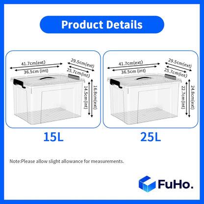 🔥(LOWEST PRICE) Fuho Transparent Storage Box | Plastic Container | Stackable Box (HL001)