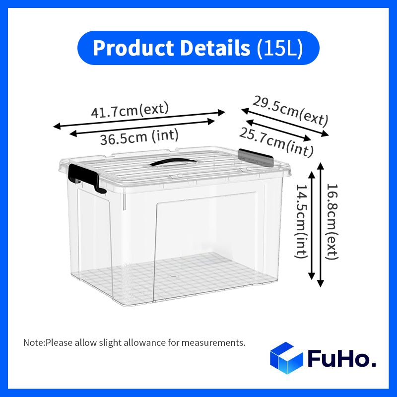 🔥(LOWEST PRICE) Fuho Transparent Storage Box | Plastic Container | Stackable Box (HL001)