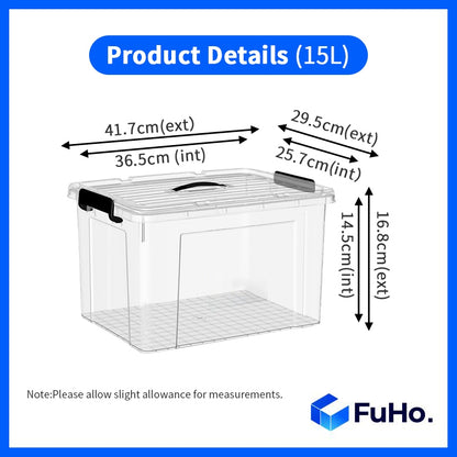 🔥(LOWEST PRICE) Fuho Transparent Storage Box | Plastic Container | Stackable Box (HL001)