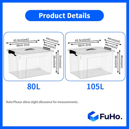🔥(LOWEST PRICE) Fuho Transparent Storage Box | Plastic Container | Stackable Box (HL001)