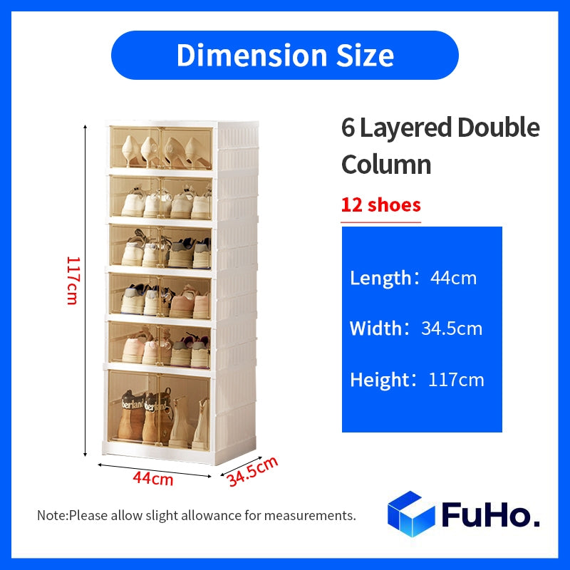 🇸🇬READY STOCK🇸🇬 FuHo Collapsible Shoe Shelves | 3/6/9 Levels | Single/Double Columns | Cabinet | Shoe Racks (HL0050)