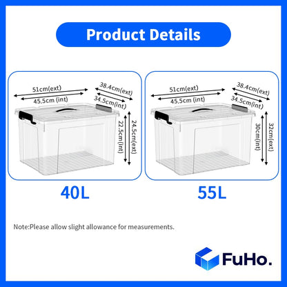 🔥(LOWEST PRICE) Fuho Transparent Storage Box | Plastic Container | Stackable Box (HL001)