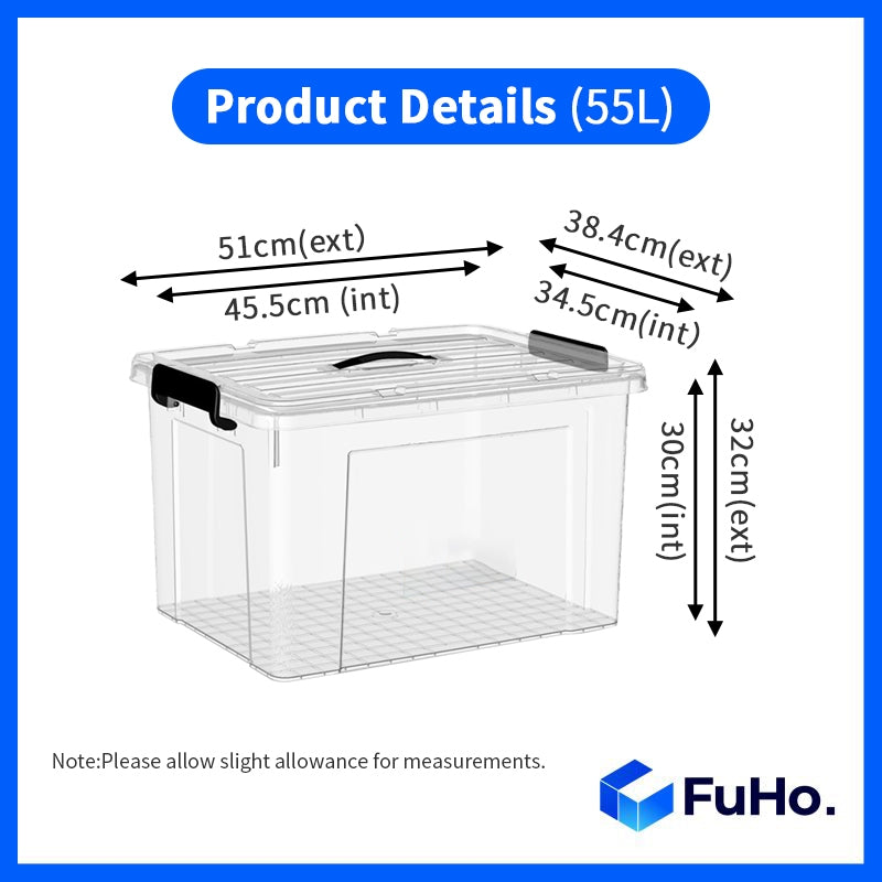 🔥(LOWEST PRICE) Fuho Transparent Storage Box | Plastic Container | Stackable Box (HL001)
