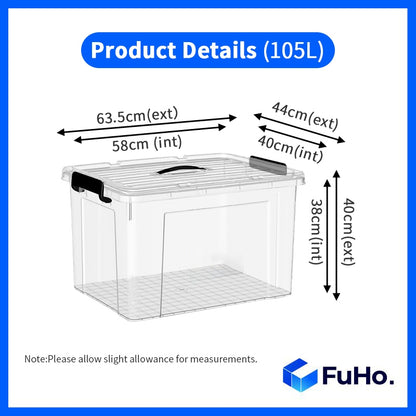 🔥(LOWEST PRICE) Fuho Transparent Storage Box | Plastic Container | Stackable Box (HL001)