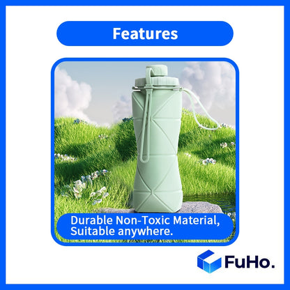 🔥CLEARANCE SALE🔥(600ML) FuHo Foldable Collapsible Water Bottle | Silicone BPA Bottle | Portable Bottle  (TRV0006)