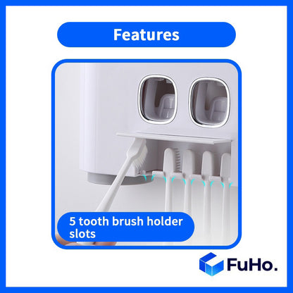 🇸🇬READY STOCK🇸🇬 FuHo  x Ecoco Toothbrush Holder & Toothpaste Dispenser Push Dispense Colgate Darlie Floss (TL0037)