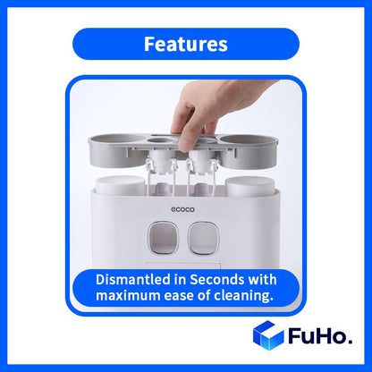 🇸🇬READY STOCK🇸🇬 FuHo  x Ecoco Toothbrush Holder & Toothpaste Dispenser Push Dispense Colgate Darlie Floss (TL0037)