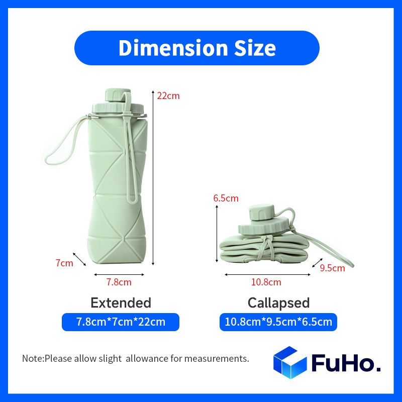 🔥CLEARANCE SALE🔥(600ML) FuHo Foldable Collapsible Water Bottle | Silicone BPA Bottle | Portable Bottle  (TRV0006)