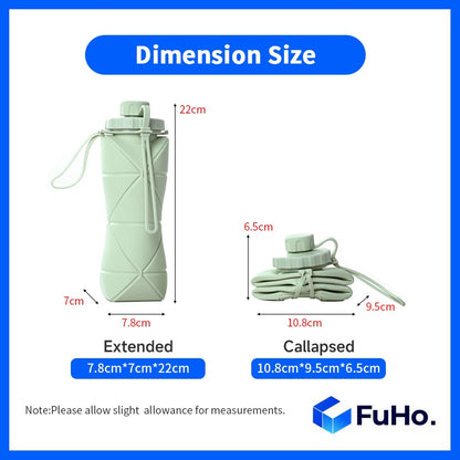 🔥CLEARANCE SALE🔥(600ML) FuHo Foldable Collapsible Water Bottle | Silicone BPA Bottle | Portable Bottle  (TRV0006)