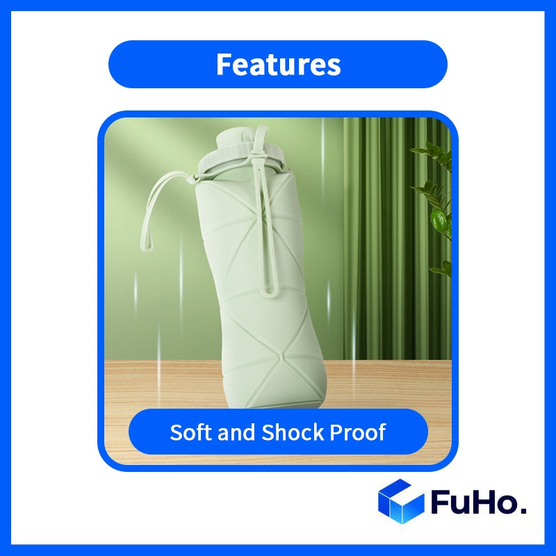 🔥CLEARANCE SALE🔥(600ML) FuHo Foldable Collapsible Water Bottle | Silicone BPA Bottle | Portable Bottle  (TRV0006)