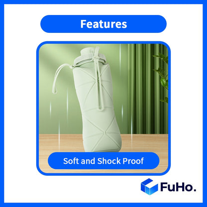 🔥CLEARANCE SALE🔥(600ML) FuHo Foldable Collapsible Water Bottle | Silicone BPA Bottle | Portable Bottle  (TRV0006)