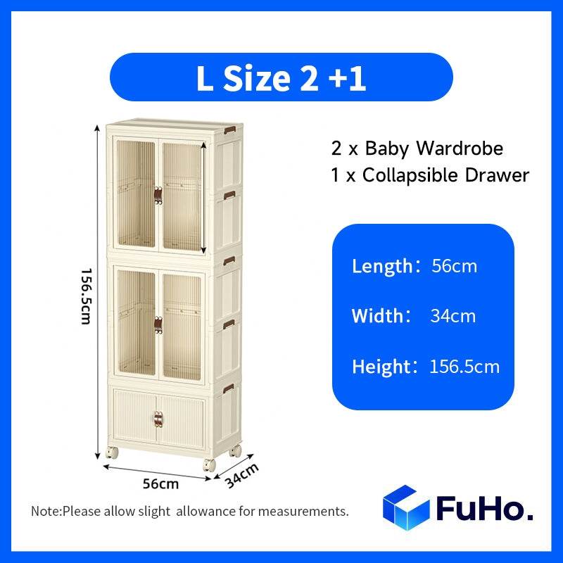 🇸🇬READY STOCK🇸🇬 Fuho Baby Wardrobes Collapsible Kids Cupboard Shirt Space Saving Wardrobe Cabinet Storage (HL0183)