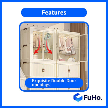 🇸🇬READY STOCK🇸🇬 Fuho Baby Wardrobes Collapsible Kids Cupboard Shirt Space Saving Wardrobe Cabinet Storage (HL0183)