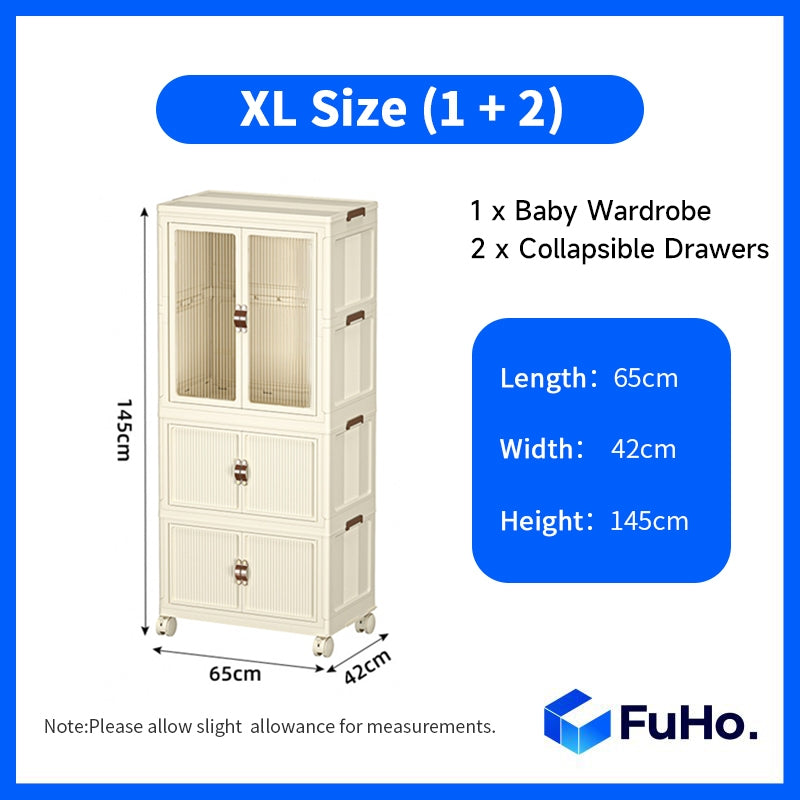 🇸🇬READY STOCK🇸🇬 Fuho Baby Wardrobes Collapsible Kids Cupboard Shirt Space Saving Wardrobe Cabinet Storage (HL0183)