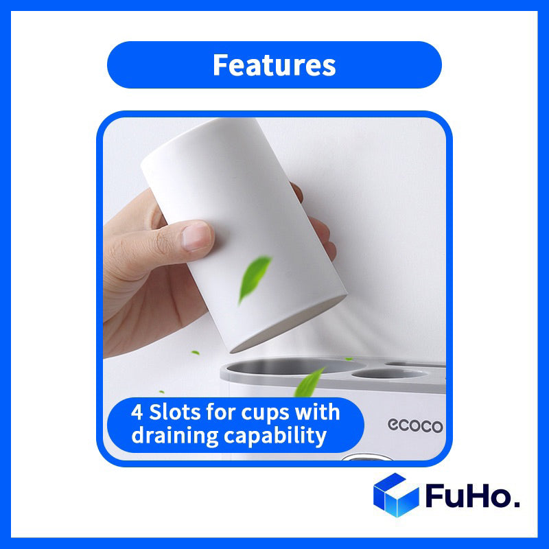 🇸🇬READY STOCK🇸🇬 FuHo  x Ecoco Toothbrush Holder & Toothpaste Dispenser Push Dispense Colgate Darlie Floss (TL0037)