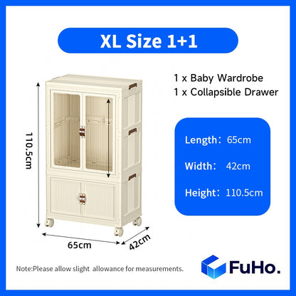 🇸🇬READY STOCK🇸🇬 Fuho Baby Wardrobes Collapsible Kids Cupboard Shirt Space Saving Wardrobe Cabinet Storage (HL0183)