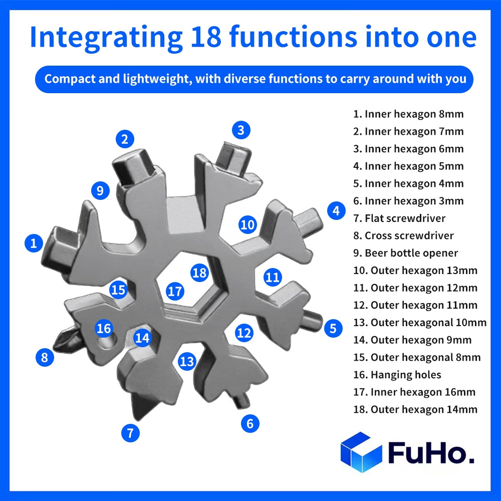 🔥CLEARANCE SALE🔥 FuHo Multi Purpose Snowflake Screwdriver | Spanner | Beer Opener | Penknife | Tool Box (IND0011)