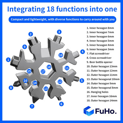 🔥CLEARANCE SALE🔥 FuHo Multi Purpose Snowflake Screwdriver | Spanner | Beer Opener | Penknife | Tool Box (IND0011)