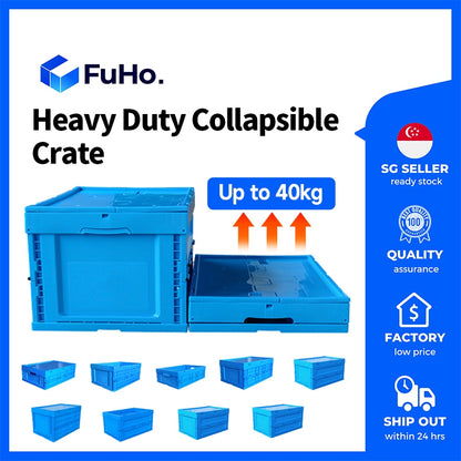 🇸🇬READY STOCK🇸🇬 FuHo Heavy Duty Collapsible Stackable Box | Industrial Box | Warehouse Box | Blue Crate (IND0001)