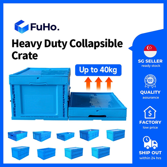 🇸🇬READY STOCK🇸🇬 FuHo Heavy Duty Collapsible Stackable Box | Industrial Box | Warehouse Box | Blue Crate (IND0001)