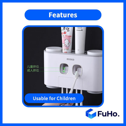 🇸🇬READY STOCK🇸🇬 FuHo  x Ecoco Toothbrush Holder & Toothpaste Dispenser Push Dispense Colgate Darlie Floss (TL0037)