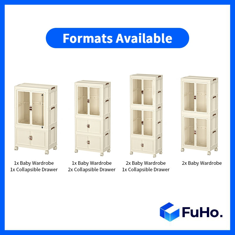 🇸🇬READY STOCK🇸🇬 Fuho Baby Wardrobes Collapsible Kids Cupboard Shirt Space Saving Wardrobe Cabinet Storage (HL0183)