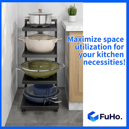 🇸🇬READY STOCK🇸🇬 FuHo Adjustable Pot Pan Organizer Rack | Kitchen Storage Rack | Kitchen Cabinet (KIT0066)
