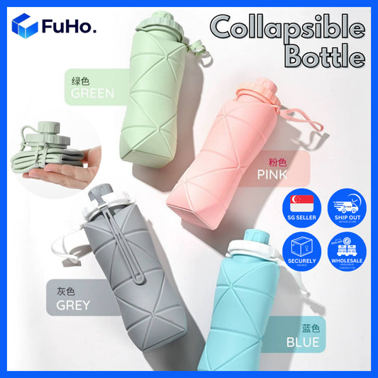 🔥CLEARANCE SALE🔥(600ML) FuHo Foldable Collapsible Water Bottle | Silicone BPA Bottle | Portable Bottle  (TRV0006)