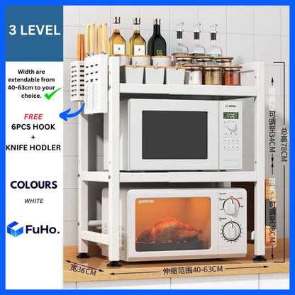 🇸🇬READY STOCK🇸🇬 FuHo Kitchen Storage Rack with Hook | Knife Holder | Microwave Rack | Oven Rack (KIT0070)