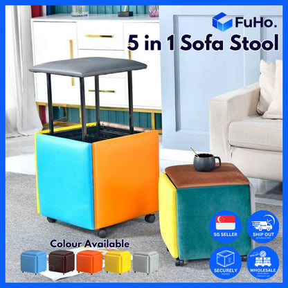 🇸🇬READY STOCK🇸🇬 FuHo 5 in 1 Sofa Stool | Rubic Stools | Storage Stool | Stool | Chair | Multifunctional Chair  (HL0124)