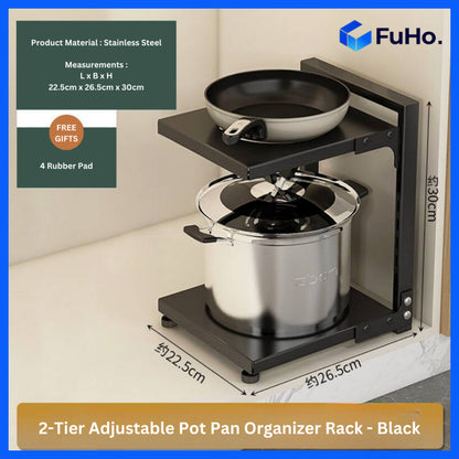 🇸🇬READY STOCK🇸🇬 FuHo Adjustable Pot Pan Organizer Rack | Kitchen Storage Rack | Kitchen Cabinet (KIT0066)