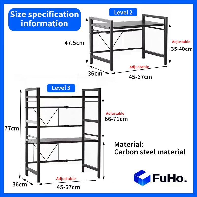 🇸🇬READY STOCK🇸🇬 FuHo Kitchen Storage Rack with Hook | Knife Holder | Microwave Rack | Oven Rack (KIT0070)