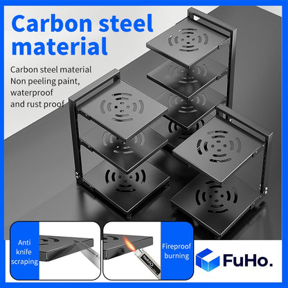 🇸🇬READY STOCK🇸🇬 FuHo Adjustable Pot Pan Organizer Rack | Kitchen Storage Rack | Kitchen Cabinet (KIT0066)