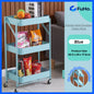 🇸🇬READY STOCK🇸🇬 FuHo Kitchen Foldable Storage Trolley Rack | 3 Level Storage Trolley | Kitchen Racks (HL0225)