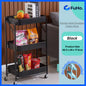 🇸🇬READY STOCK🇸🇬 FuHo Kitchen Foldable Storage Trolley Rack | 3 Level Storage Trolley | Kitchen Racks (HL0225)