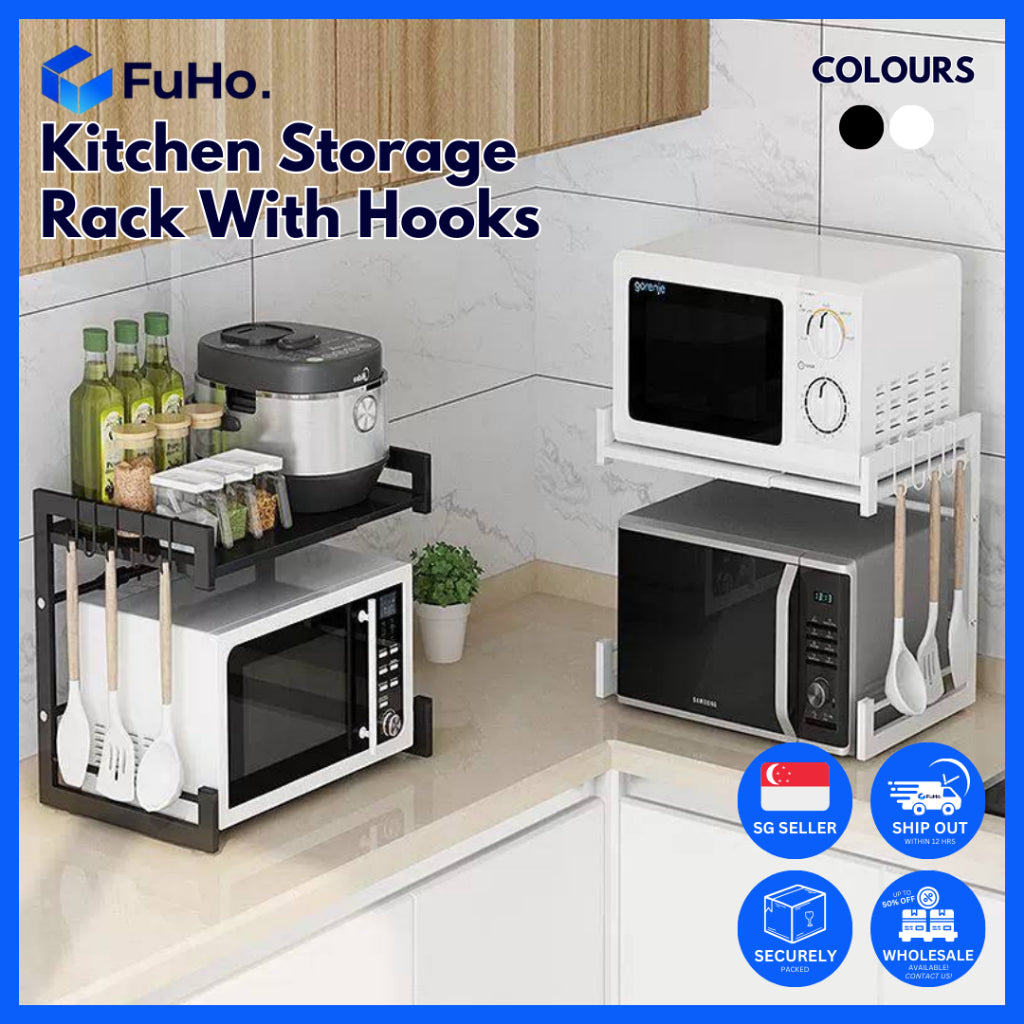 🇸🇬READY STOCK🇸🇬 FuHo Kitchen Storage Rack with Hook | Knife Holder | Microwave Rack | Oven Rack (KIT0070)