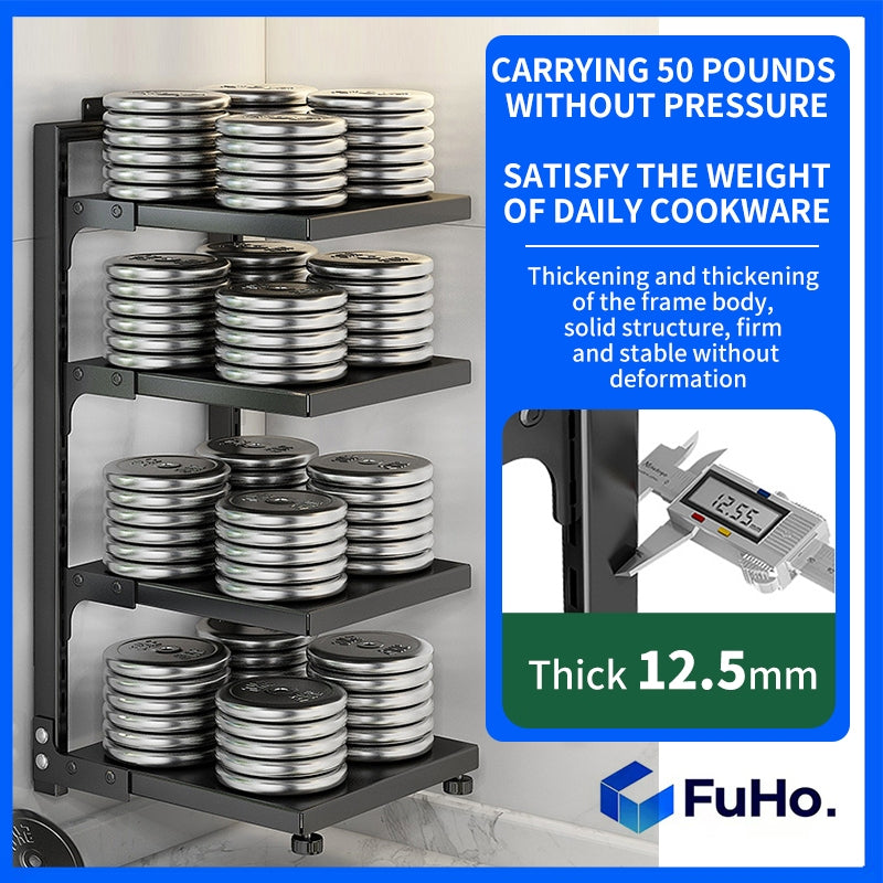 🇸🇬READY STOCK🇸🇬 FuHo Adjustable Pot Pan Organizer Rack | Kitchen Storage Rack | Kitchen Cabinet (KIT0066)