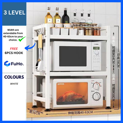 🇸🇬READY STOCK🇸🇬 FuHo Kitchen Storage Rack with Hook | Knife Holder | Microwave Rack | Oven Rack (KIT0070)