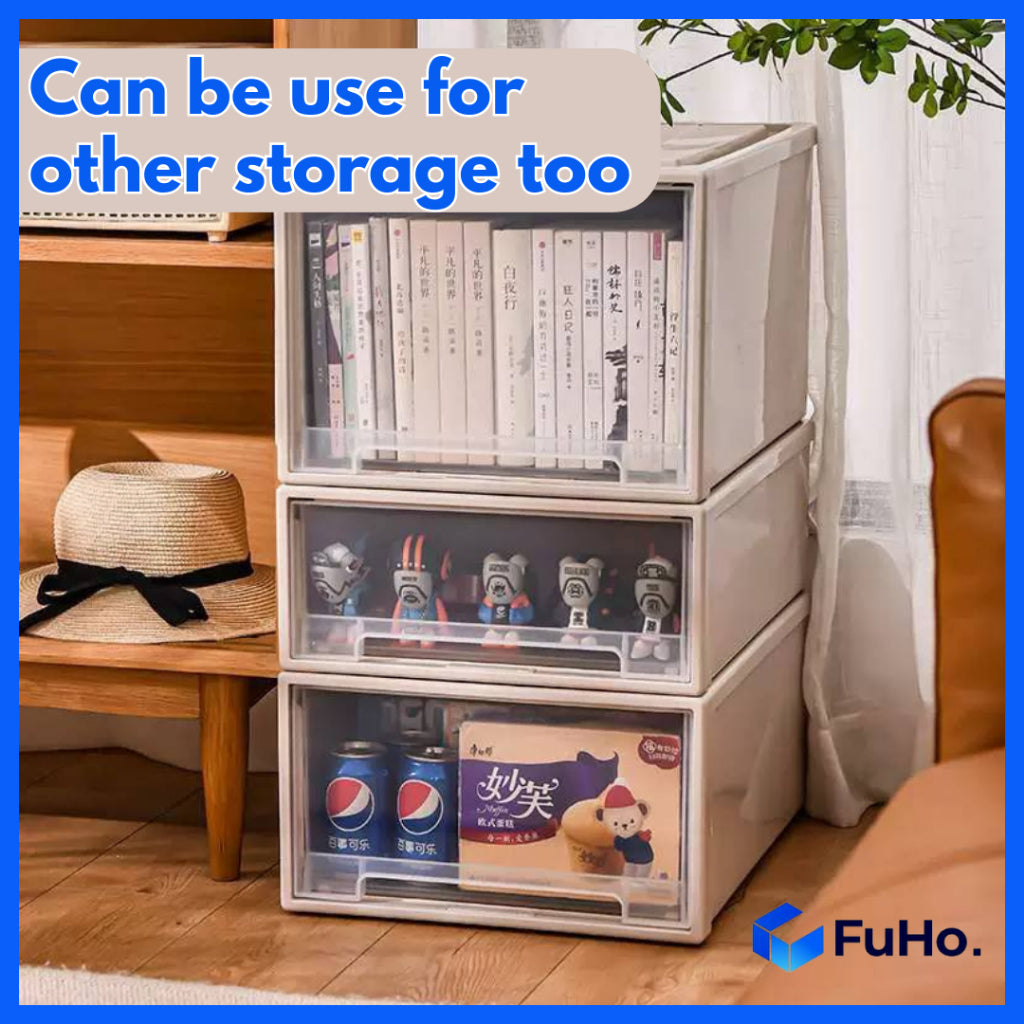 (1pcs) 🇸🇬READY STOCK🇸🇬 FuHo Transparent Stackable box | Stackable Drawer | Organiser Box | Wardrobe Box (HL0023)