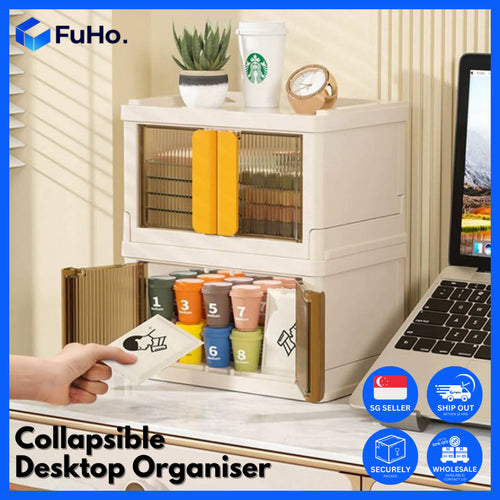 Fuho Mini Collapsible Desktop Organiser Box with Handle