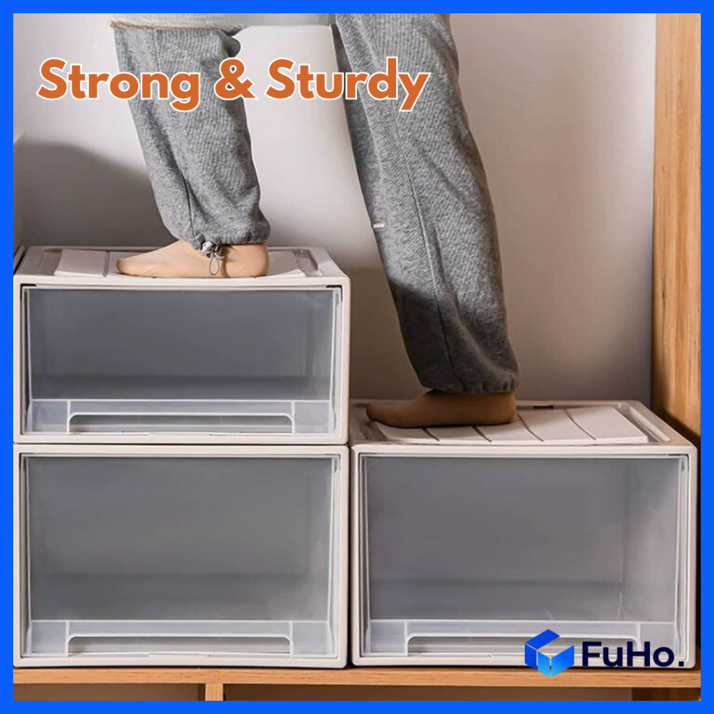 (1pcs) 🇸🇬READY STOCK🇸🇬 FuHo Transparent Stackable box | Stackable Drawer | Organiser Box | Wardrobe Box (HL0023)