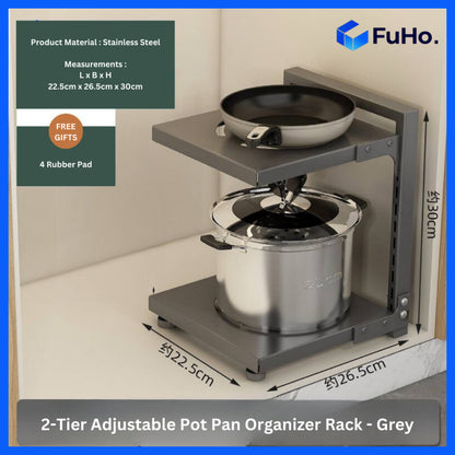 🇸🇬READY STOCK🇸🇬 FuHo Adjustable Pot Pan Organizer Rack | Kitchen Storage Rack | Kitchen Cabinet (KIT0066)