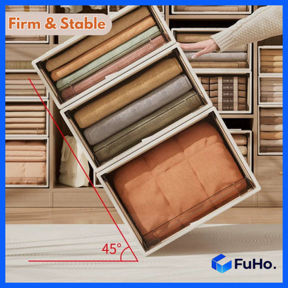 (1pcs) 🇸🇬READY STOCK🇸🇬 FuHo Transparent Stackable box | Stackable Drawer | Organiser Box | Wardrobe Box (HL0023)